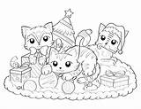 Christmas Cat Coloring Page sketch template