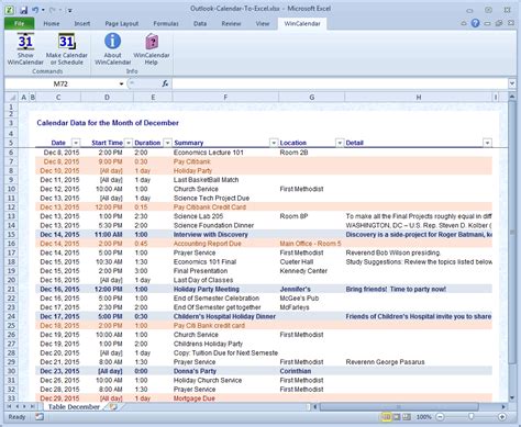 Convert Outlook Calendar to Excel and Word