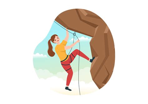 Cliff Climbing Illustration with Climber Climb Rock Wall or Mountain ...