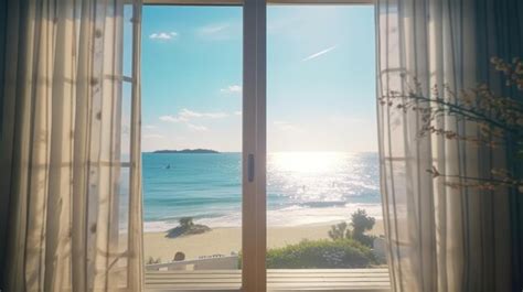 Premium AI Image | beach view background the view from the window with ...