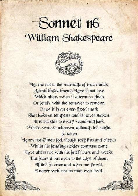 Sonnet 116 Poem by William Shakespeare William Shakespeare - Etsy