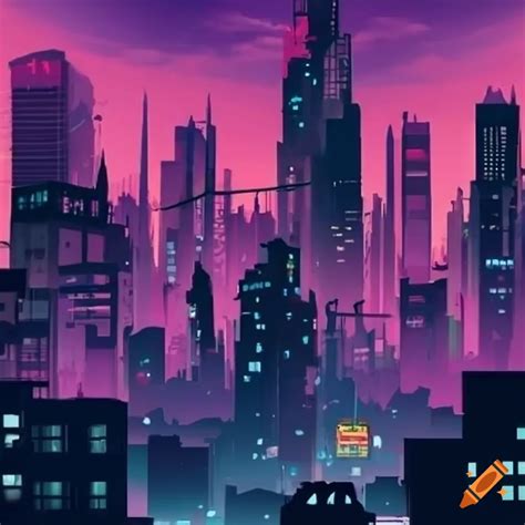 East asian cyberpunk city clipart on Craiyon