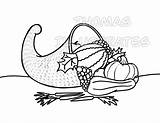 Thanksgiving Cornucopia Coloring Page  Etsy España sketch template