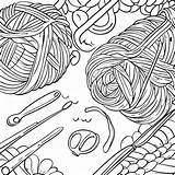 Knitting Tools And Yarn Coloring Page 55793 44131 sketch template