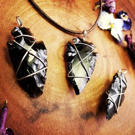 Obsidian Arrowhead Necklace Black Obsidian Pendant | Etsy | Arrowhead ...