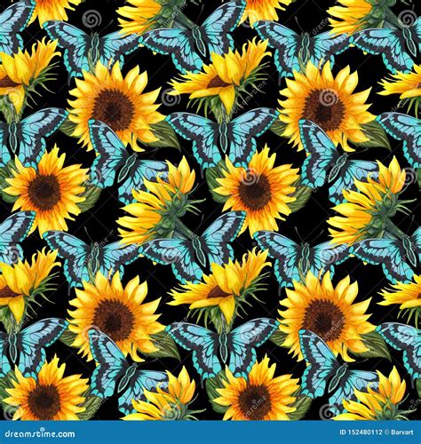 Sunflower Seamless Pattern. Sunflower Fabric Background Stock ...