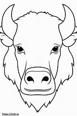 Bison Face coloring Page sketch template