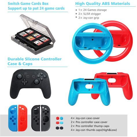 Accessories Kit Bundle for Nintendo Switch Starter, OIVO 12 in 1 Accessories Bundle Kit for ...