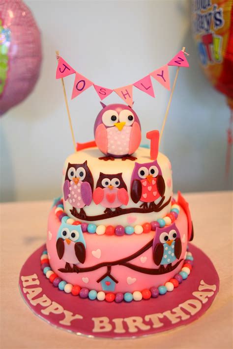 Pink Owl Birthday Cake - Sherbakes