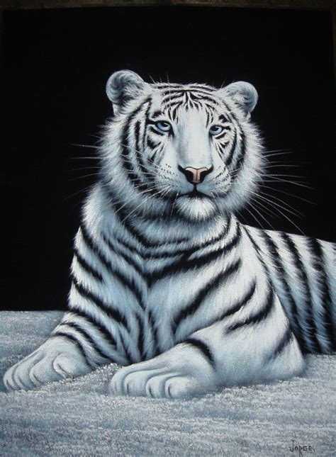 White tiger black velvet oil painting handpainted signed art | White ...