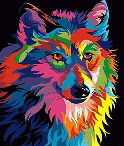 Colorful Wolf | Abstract wolf painting, Wolf painting, Abstract wolf