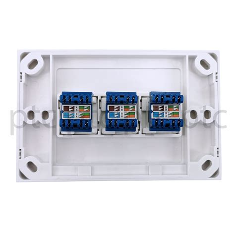 3 Port Network Data Wall Plate Socket Cat6 Cat5 Ethernet WallPlate Kit ...