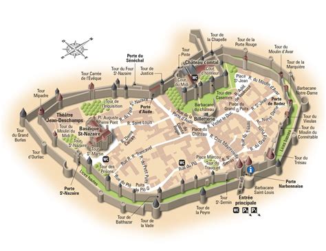 Cité de Carcassonne / Medieval city of Carcassonne. Created by Hugues Piolet for Guides Bleus ...