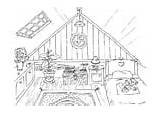 Attic Kleurplaat Dachboden Coloring Zolder Grenier Coloriage House  sketch template