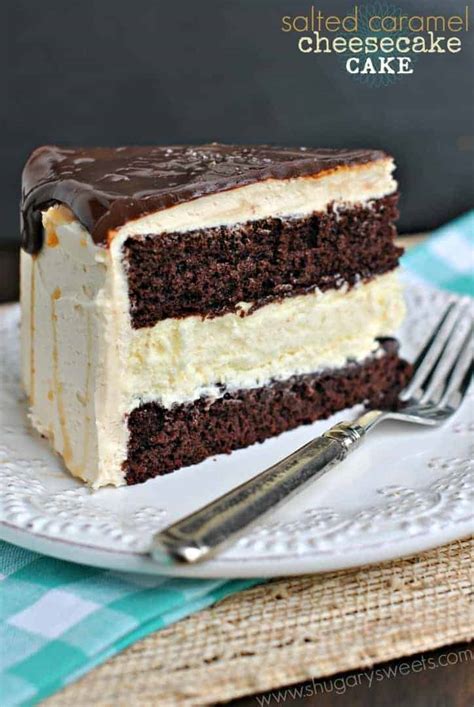 Salted Caramel Chocolate Cheesecake Cake - Shugary Sweets