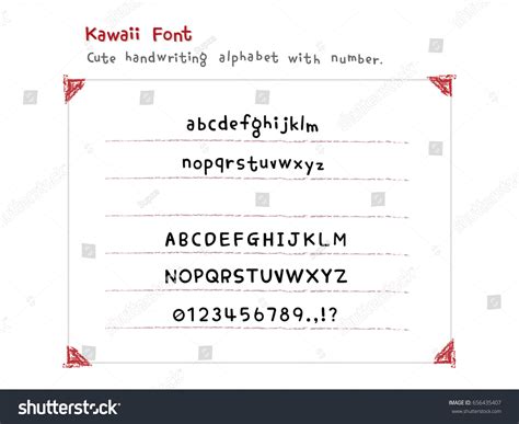 Vektor Stok Kawaii Cute Font Cute Handwriting Alphabet (Tanpa Royalti ...