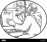 Monk Copying Black And White Stock Photos & Images  Alamy sketch template