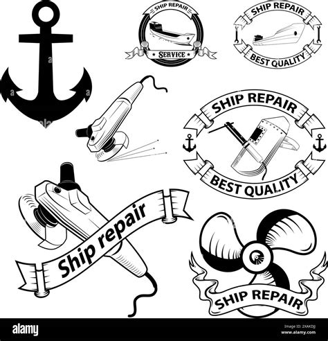 ship repear labels.design set in vector Stock Vector Image & Art - Alamy