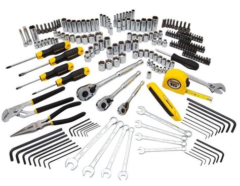 NEW STANLEY 210 Piece Mixed Chrome Tool Set w/ Case tools box repair ...