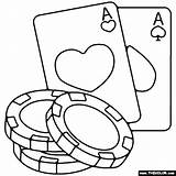 Poker Chips With Playing Cards Coloring Page  Home sketch template