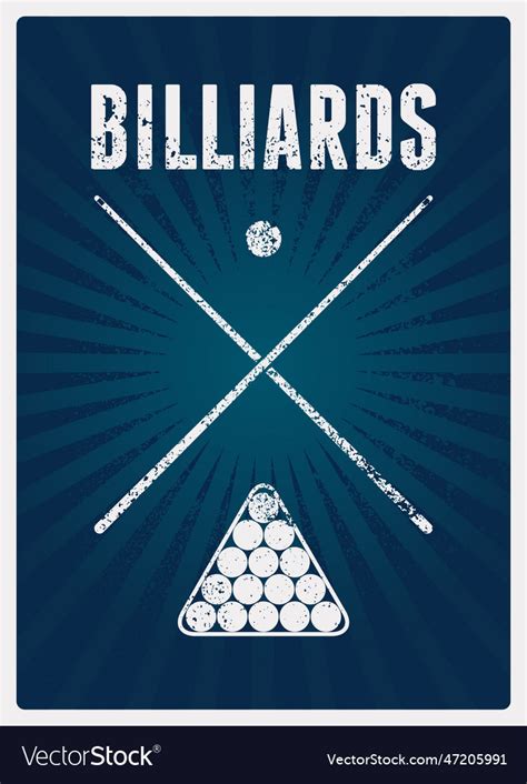 Billiards typographical vintage grunge poster Vector Image