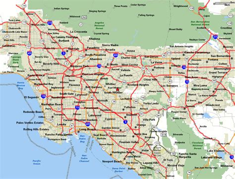 Detailed road map and highways map of Los Angeles area. Los Angeles ...