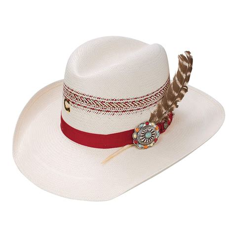 Charlie One Horse Ivory/Red Stir Crazy Straw Cowboy Hat Size Large - Walmart.com - Walmart.com