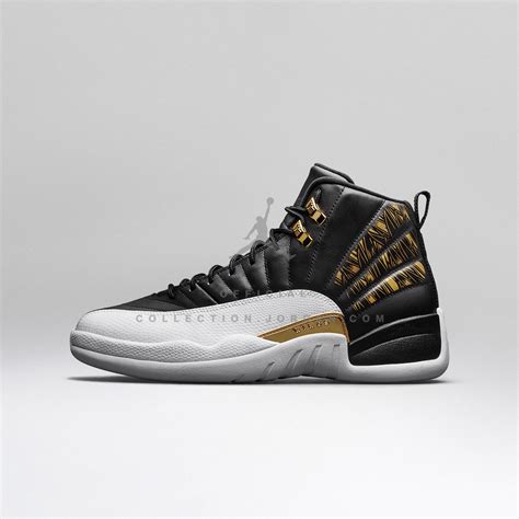 Air Jordan 12 Air Jordan XII Retro Black / White / Metallic Gold Black ...