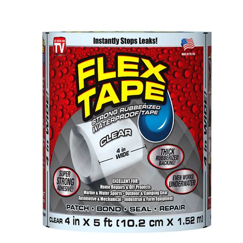 Flex Tape® Clear 4 IN x 5 FT Rubberized Waterproof Tape - Walmart.com ...