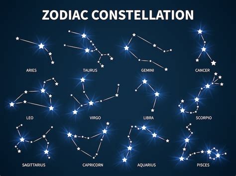 Premium Vector | Zodiac constellation. zodiacal mystic astrology with glowing stars