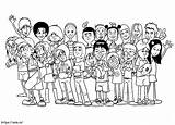 Students Diversity coloring Page sketch template