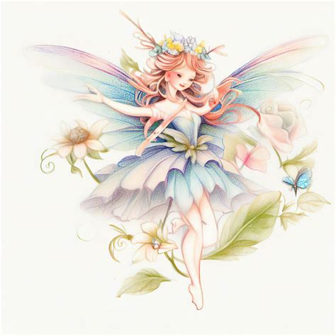 Premium AI Image | A drawing of a fairy with a flower crown on her head.