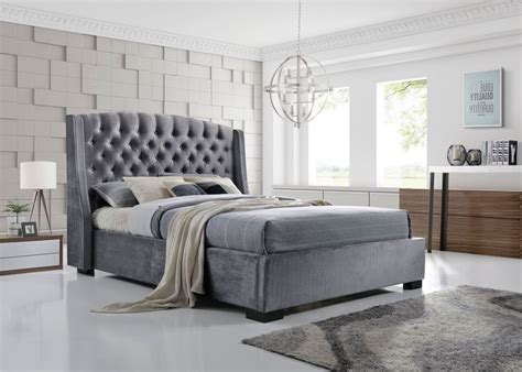 IFC Brando Wing Back Chesterfield King Size Bed Frame - Grey for sale online | eBay ...