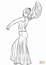 Spanish Flamenco Dancer Coloring Page Sketch sketch template