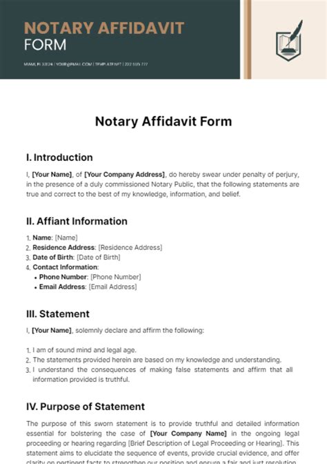 Notary Affidavit Form Template - Edit Online & Download Example ...