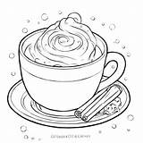 Download Coffee Cup With Whipped Cream And Cinnamon Coloring Page  sketch template