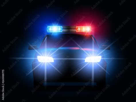 Police car lights. Security sheriff cars headlights and flashers ...