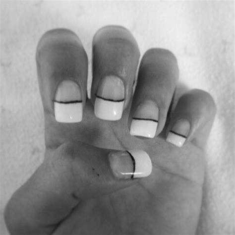 Black & White. French manicure with black outline. #Nails #Elegant # ...