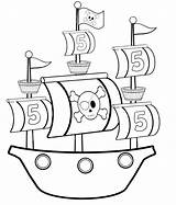 Printable Pirate Ship sketch template