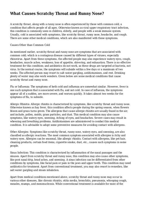 What Causes Scratchy Throat and Runny Nose?