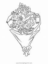 Pink Rose Bouquet Coloring Page For Kids  Free Floral Bouquets sketch template