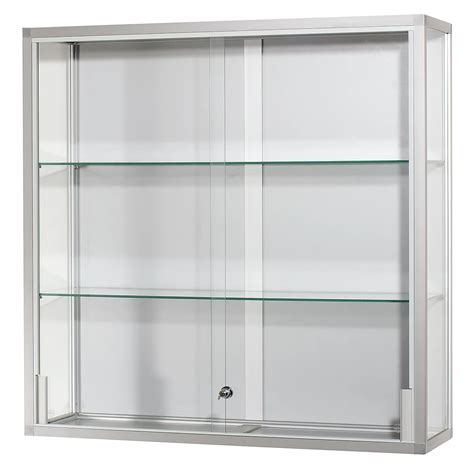 Wall mounted glass cabinet: height 1000 mm, 2 sliding doors | kaiserkraft