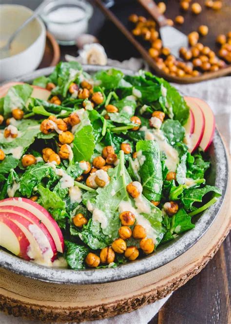 The Best Baby Kale Salad Recipe - With Roasted Chickpeas & Apples