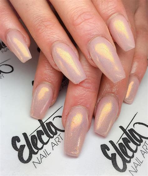 Blush Pink with Golden Glow coffin nails #nail #nailart Pretty! Nail ...