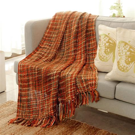 Unique Woven Orange Throw Blanket #fallblanket #handmade #textile ...