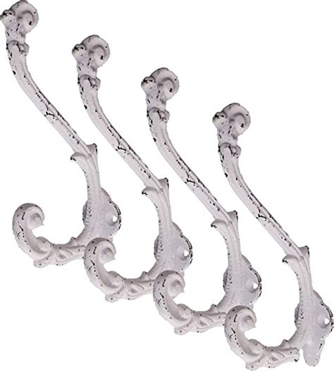 Amazon.com: Vintage Cast Iron Wall Hooks (Antique White Finish, Set of ...