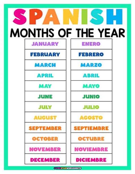 SPANISH Months Of The Year Worksheets Superstar Worksheets, 41% OFF