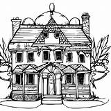 Old Victorian House Coloring Page · Creative Fabrica sketch template