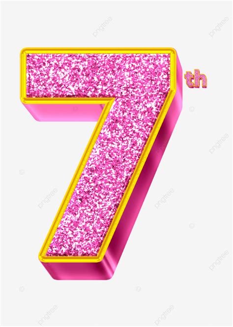 7th Number Digit Light Pink Glitter 3d Shiny, Shiny 7th Number, 7th ...