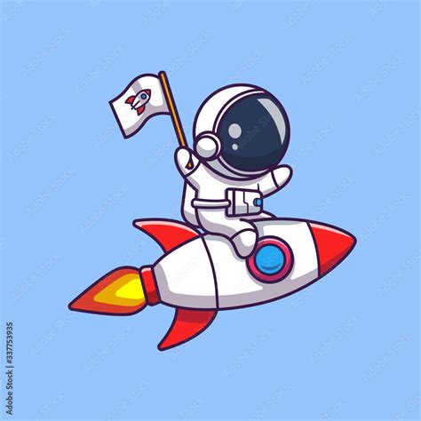 Astronaut Riding On Rocket Vector Icon Illustration. Spaceman Mascot ...